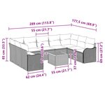 vidaXL Ensemble de canapé de jardin avec coussin 10 Pièces Gris polyrotin