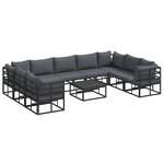 vidaXL Ensemble de canapé de jardin avec coussin Noir Aluminium