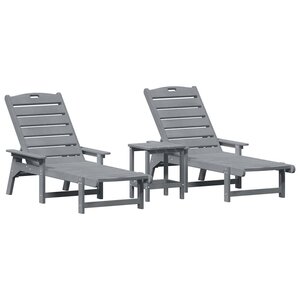 vidaXL Transat 3 Pièces Gris clair Polyéthylène