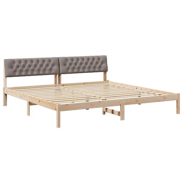 vidaXL Cadre de lit Marron et taupe 200 x 200 cm Bois massif en pin