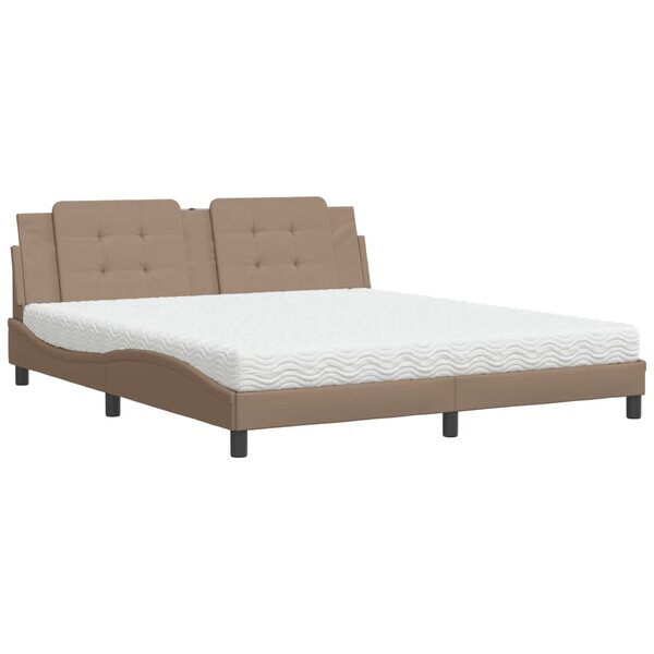 vidaXL Lit avec matelas cappuccino 180x200 cm similicuir