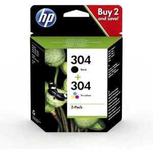 Hp 304 pack de 2 cartouches d'encre noire et trois couleurs authentiques