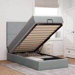 vidaXL Lit ottoman avec matelas et LED gris clair 90x200 cm tissu