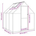 vidaXL Serre avec cadre de base argent 169x169x195 cm aluminium