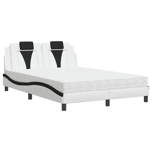 vidaXL Lit avec matelas blanc et noir 140x190 cm similicuir