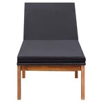 vidaXL Chaise longue et coussin Résine tressée et bois d'acacia massif