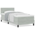 Lit à ressorts vidaXL avec matelas Gris clair 100x200 cm Velours