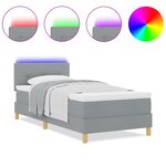 vidaXL Lit à ressorts avec matelas & LED gris clair 90x200 cm tissu