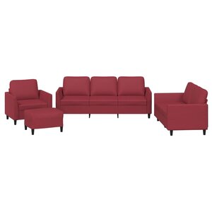 vidaXL Ensemble de canapés 4 Pièces et coussins Rouge bordeaux Similicuir