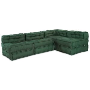 vidaXL Unité de canapé modulaire 4 Pièces Vert Tissu