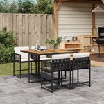 vidaXL Ensemble à manger de jardin coussins 5Pièces Noir Résine tressée