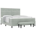 vidaXL Lit à Ressorts avec Matelas & Banc Gris Clair 180x200 cm Velours