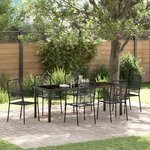 vidaXL Ensemble de Salle à Manger de Jardin 7 Pièces Noir Corde de Coton et Acier