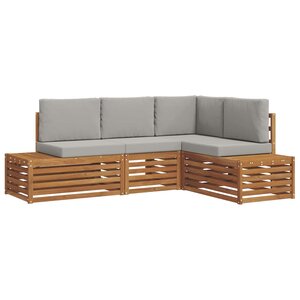vidaXL Ensemble de canapés d'extérieur 4 Pièce Gris Naturel et Clair
