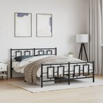 vidaXL Cadre de lit métal sans matelas avec pied de lit noir 160x200cm