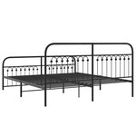 vidaXL Cadre de lit métal avec tête de lit/pied de lit noir 183x203 cm