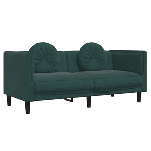 vidaXL Canapé avec coussins 2 places vert foncé velours
