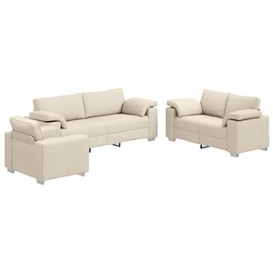vidaXL Canapé 3 Pièces Beige 219 x 80 x 82 cm Tissu en lin mélangé