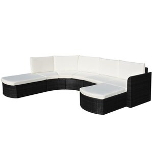 vidaXL Salon de jardin 4 Pièces avec coussins Résine tressée Noir