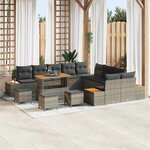 vidaXL Ensemble de canapé de jardin 14 Pièces Gris Poly rotin