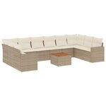 vidaXL Salon de jardin 11 Pièces avec coussins beige résine tressée
