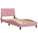 vidaXL Cadre de lit avec LED sans matelas Hanko rose 90x190 cm velours