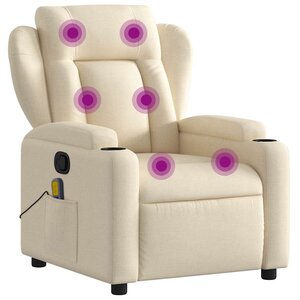 vidaXL Fauteuil de massage inclinable crème tissu