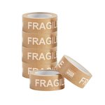 Pack and Move - Lot 6 rouleaux ruban adhésif kraft "fragile" pour emballage et déménagement - 50 m - Qualité Premium