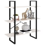 vidaXL Bibliothèque à 3 niveaux Blanc 100x30x105 cm Bois de pin massif