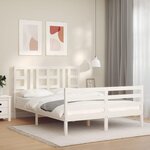 vidaXL Cadre de lit sans matelas blanc bois de pin massif