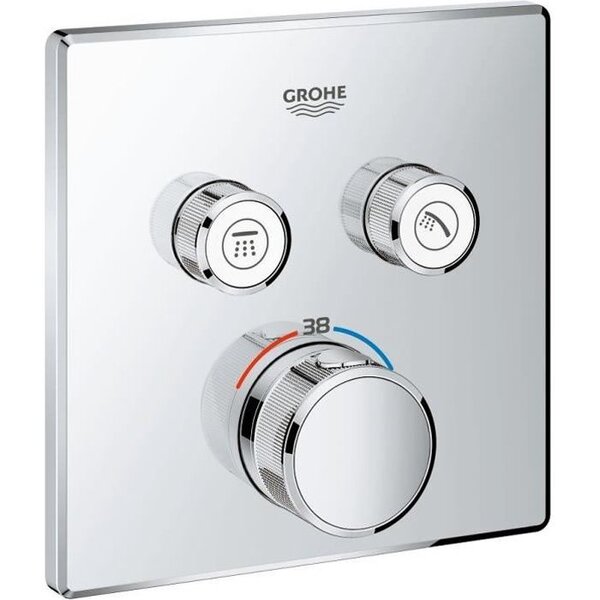 GROHE Mitigeur thermostatique pour installation encastrée 2 sorties Grohtherm SmartControl 9124000 - Limiteur de température -Chrome