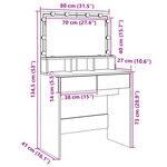 vidaXL Coiffeuse avec LED chêne fumé 80x41x134 5 cm
