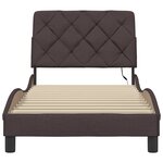 vidaXL Cadre de lit avec LED sans matelas marron foncé 90x190 cm tissu