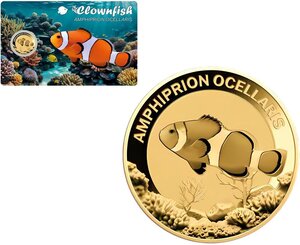 Monnaie CLOWNFISH 1/1000 Oz Or 3000 Francs Chad