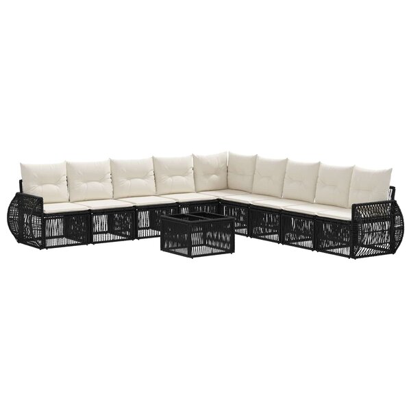 vidaXL Ensemble de canapé de jardin 10 Pièces Noir et blanc crème