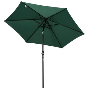 Parasol inclinable de jardin balcon terrasse manivelle toile polyester imperméabilisée haute densité 180 g/m² Ø2 7 x 2 35H m alu vert