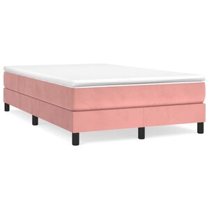 vidaXL Sommier à lattes de lit avec matelas Rose 120x200 cm Velours