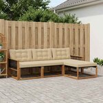 vidaXL Ensemble de canapés d'extérieur 4 pc Naturel et Beige