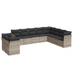 vidaXL Salon de jardin avec coussins 10 Pièces gris clair résine tressée