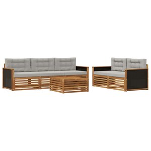 vidaXL Ensemble de canapés d'extérieur 6 Pièces Naturel et gris clair