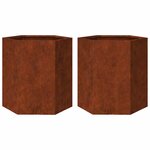 vidaXL Jardinières 2 Pièces hexagone 46x40x45 cm acier patinable