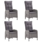 vidaXL Ensemble à manger de jardin 5 Pièces Résine tressée et verre Gris