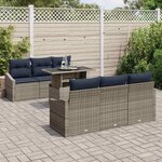 vidaXL Ensemble de canapé de jardin avec coussin 7 Pièces Gris polyrotin