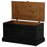 vidaXL Coffre de rangement HALDEN noir 91x48x47 cm bois massif pin