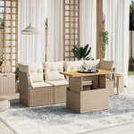 vidaXL Salon de jardin avec coussins 5 Pièces beige résine tressée