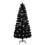 vidaXL Sapin de Noël et flocons de neige LED Noir 180 cm Fibre optique