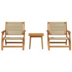 vidaXL Chaises de jardin avec table 3 Pièces Beige Bois d'acacia massif