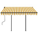 vidaXL Auvent rétractable automatique et poteaux 3 5x2 5 m Jaune blanc