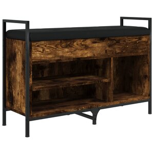 vidaXL Banc à chaussures chêne fumé 85 5x32x57 5 cm bois d'ingénierie