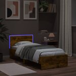 vidaXL Cadre de lit tête de lit et lumières LED chêne fumé 75x190 cm